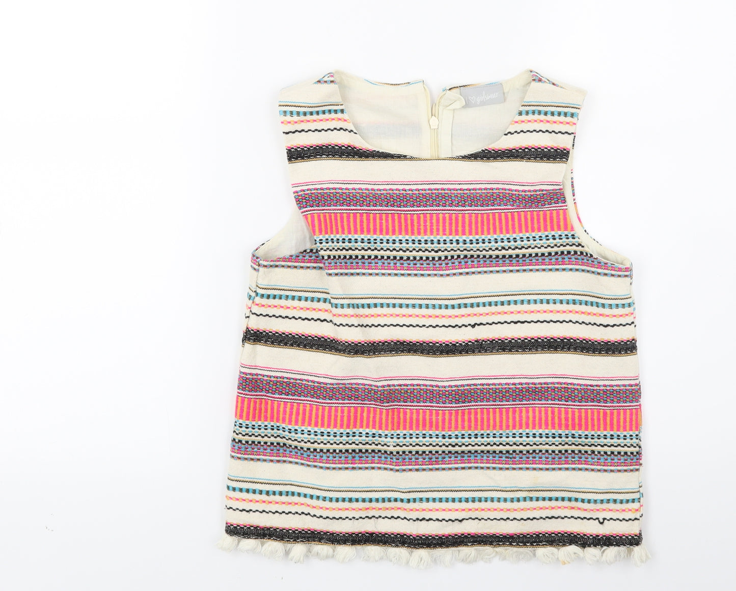NEXT Girls Beige Striped  Tunic Tank Size 12 Years