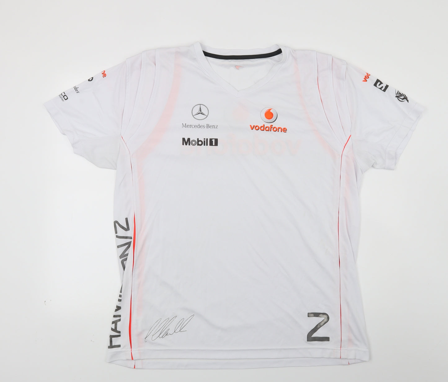 Vodafone Mclaren Mens White    T-Shirt Size 2XL  - McLaren F1 Signed Unkown