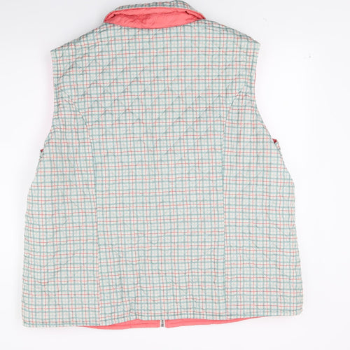 Damart Womens Green Check  Gilet Coat Size 26