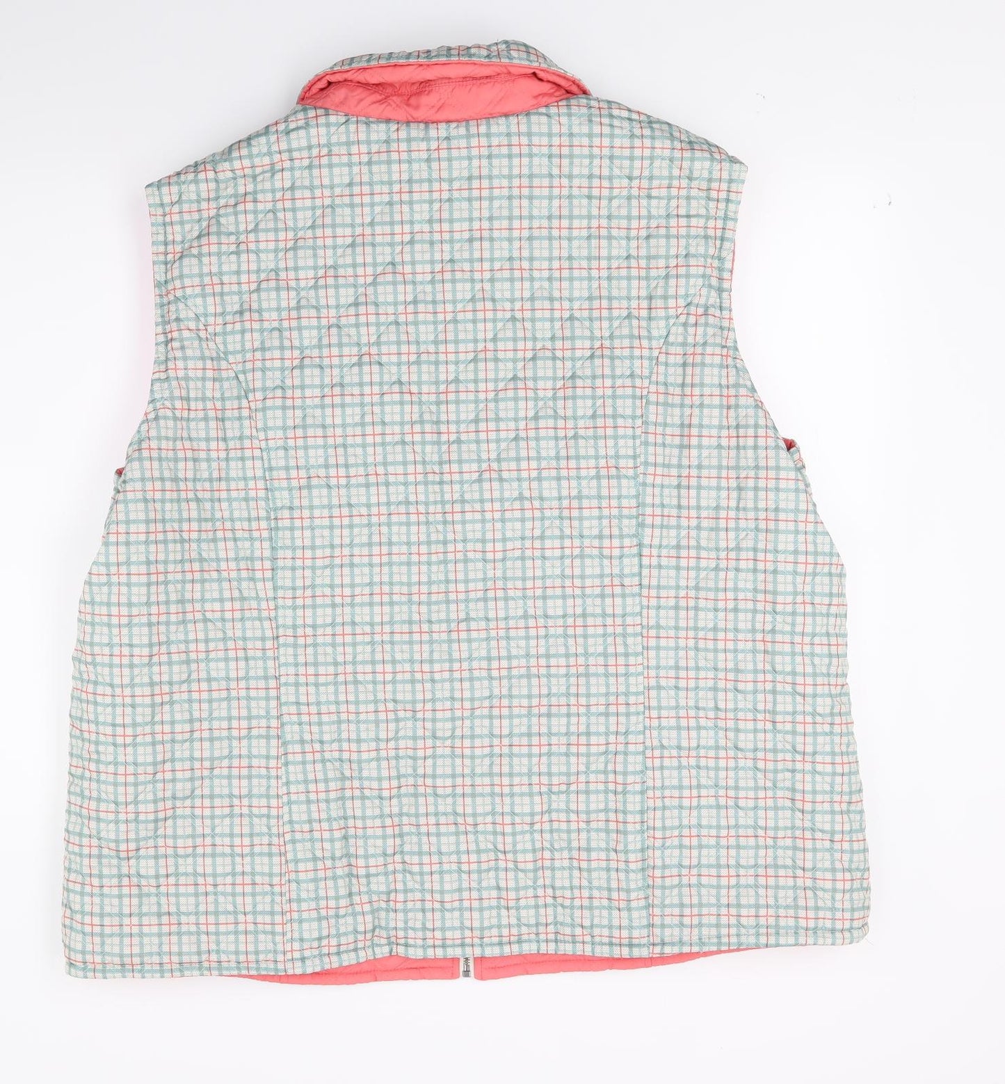 Damart Womens Green Check  Gilet Coat Size 26