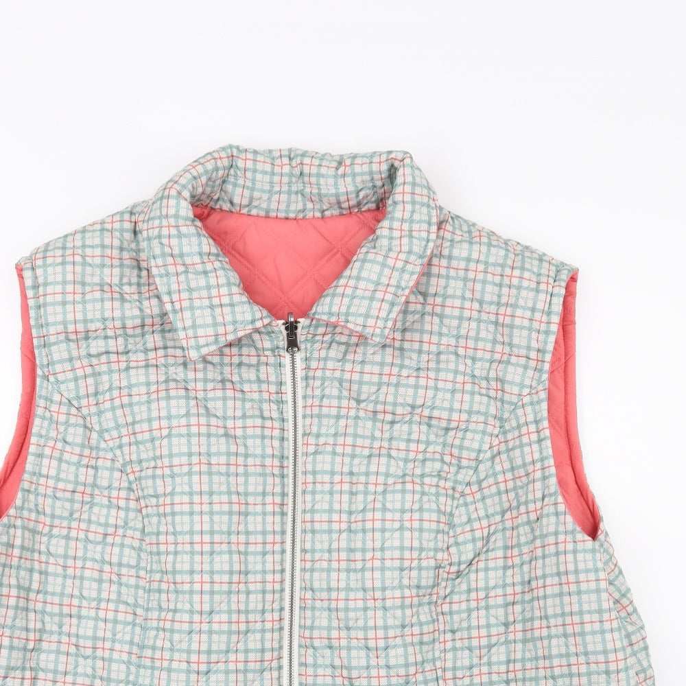 Damart Womens Green Check  Gilet Coat Size 26