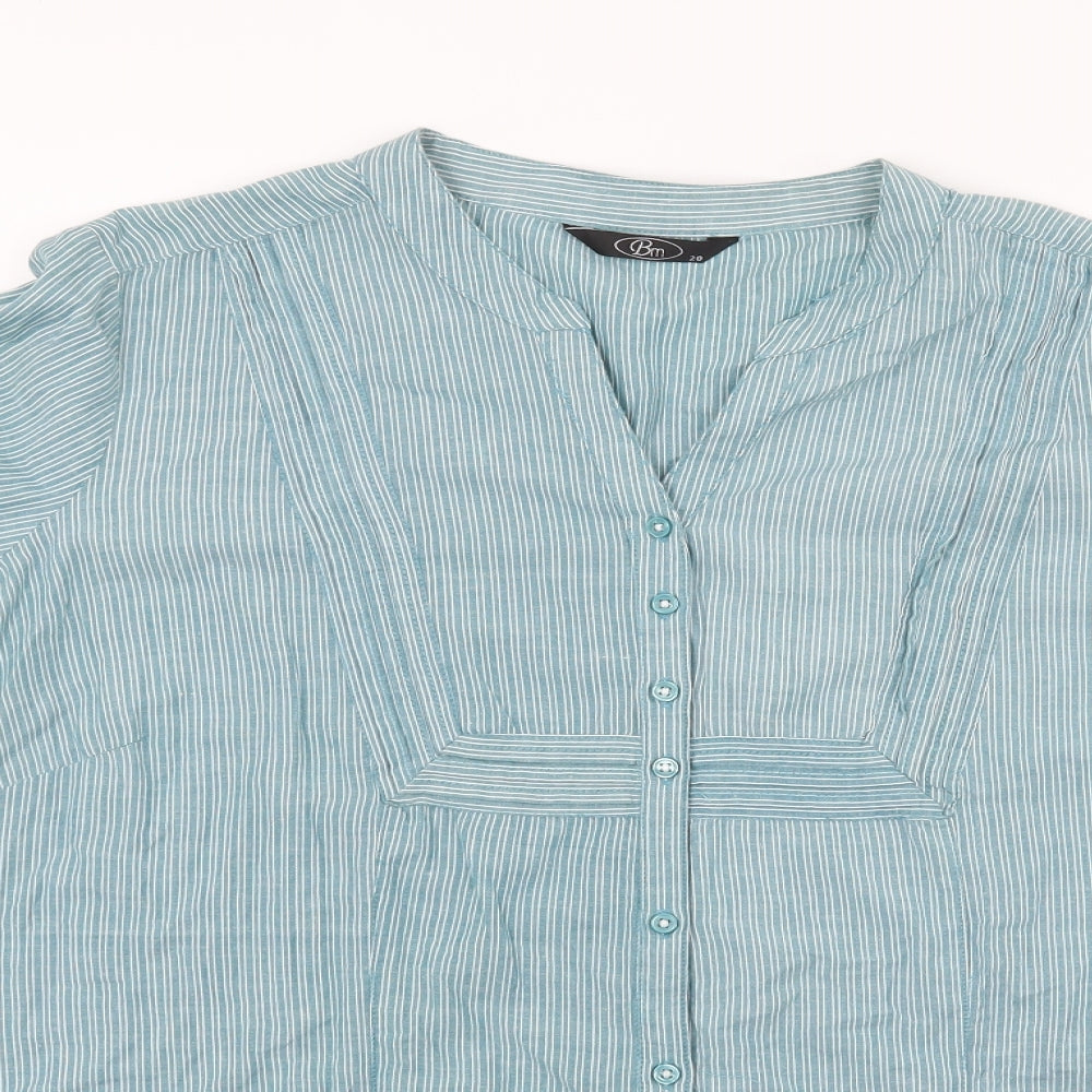 BM Womens Green Striped  Basic Button-Up Size 20