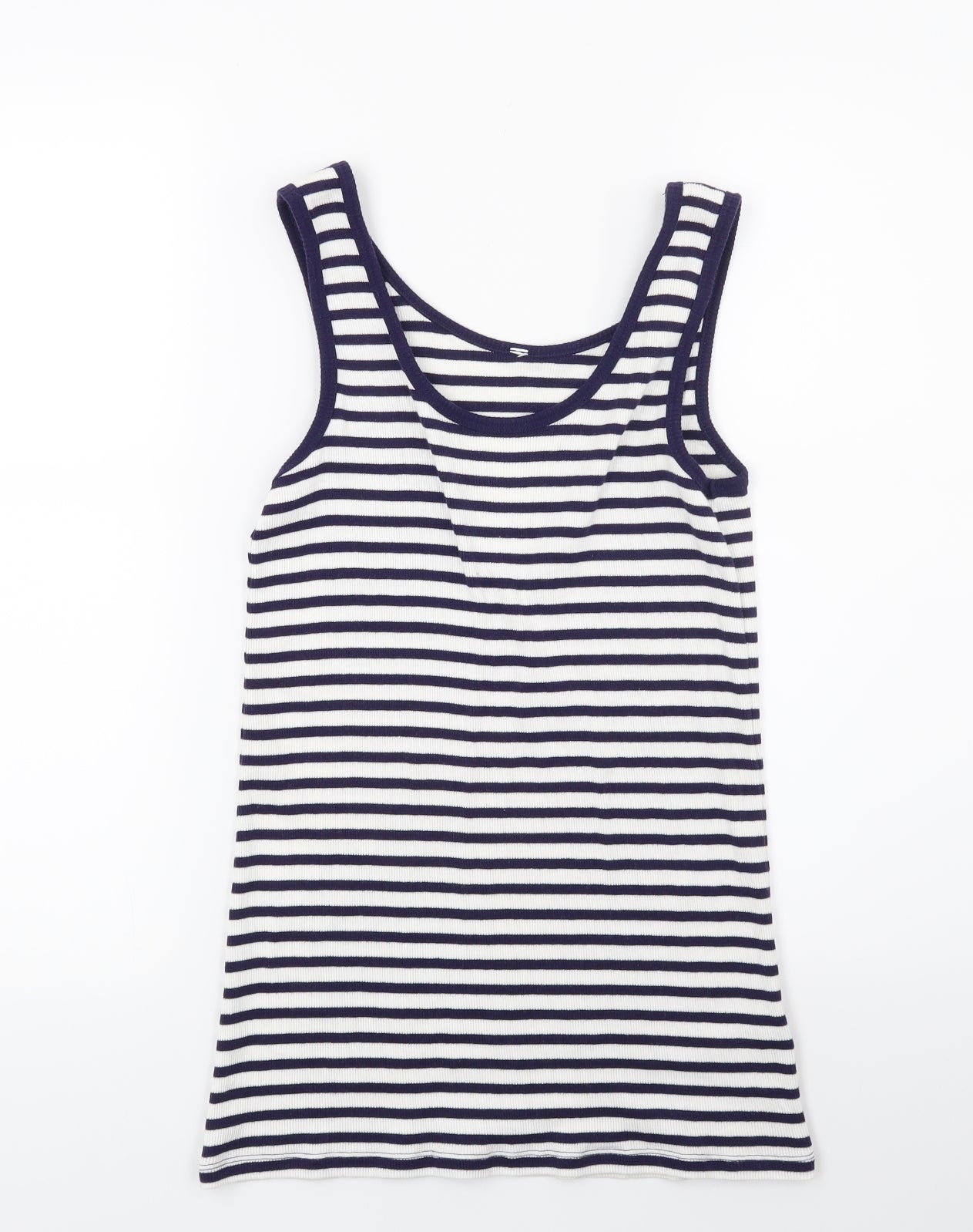 Marks and Spencer Womens White Striped  Basic Tank Size 16