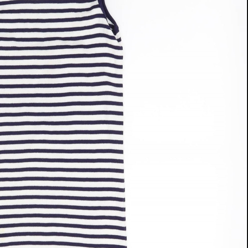 Marks and Spencer Womens White Striped  Basic Tank Size 16