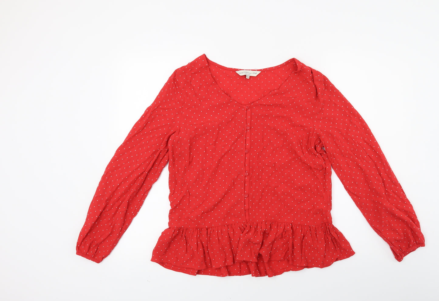 F&F Womens Red Polka Dot  Basic Blouse Size 10