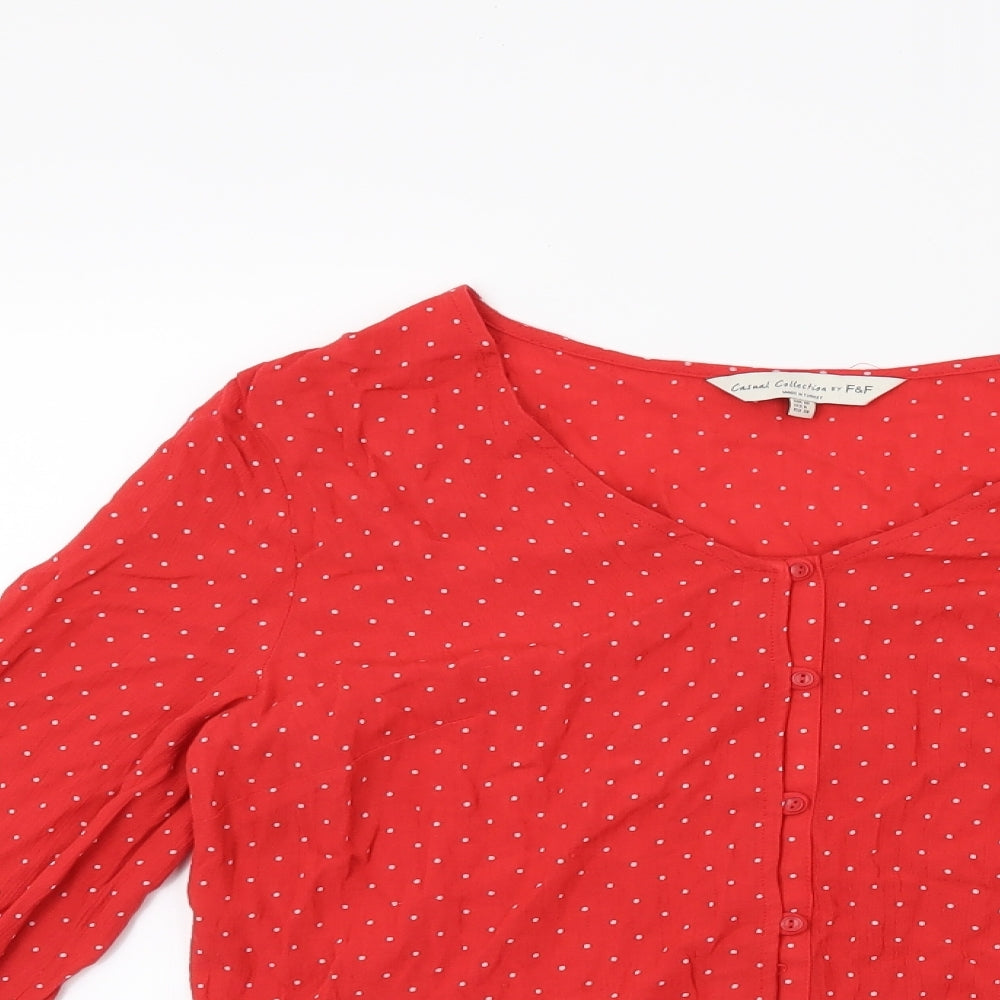 F&F Womens Red Polka Dot  Basic Blouse Size 10