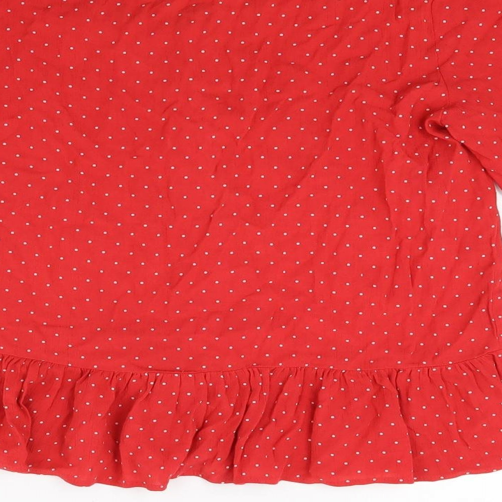 F&F Womens Red Polka Dot  Basic Blouse Size 10