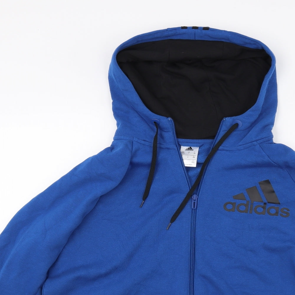 adidas Mens Blue Striped  Full Zip Hoodie Size XL