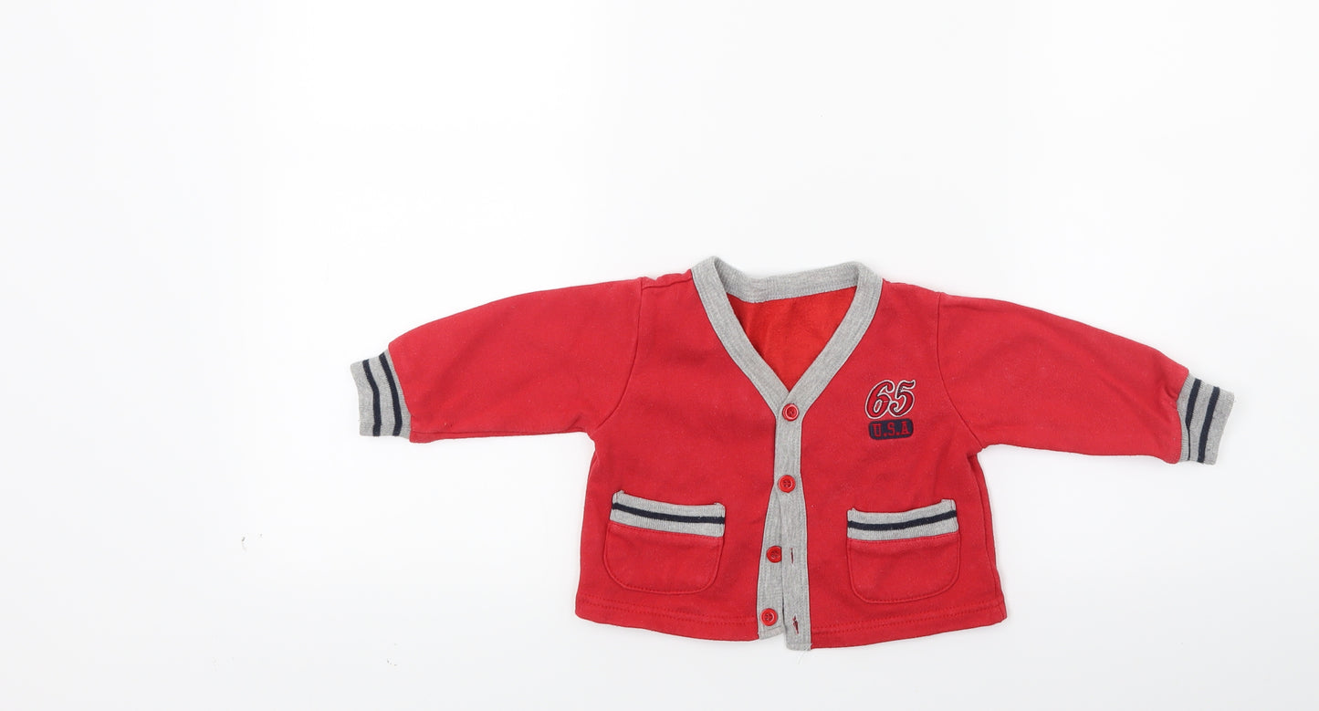 Early days Boys Red   Cardigan Jumper Size 9-12 Months  - Texas USA