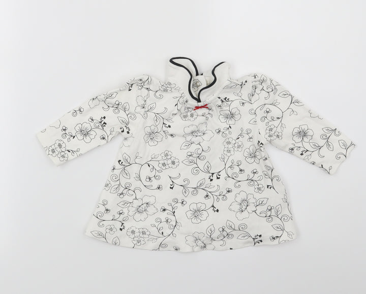 Little Me Girls White Floral Fit & Flare Size 6-9 Months