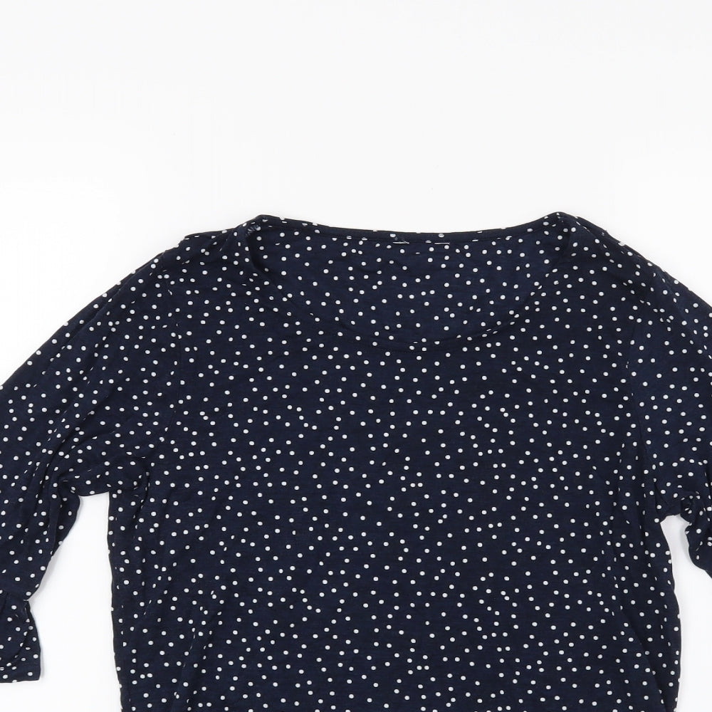 M&Co Womens Blue Polka Dot  Tunic T-Shirt Size 10