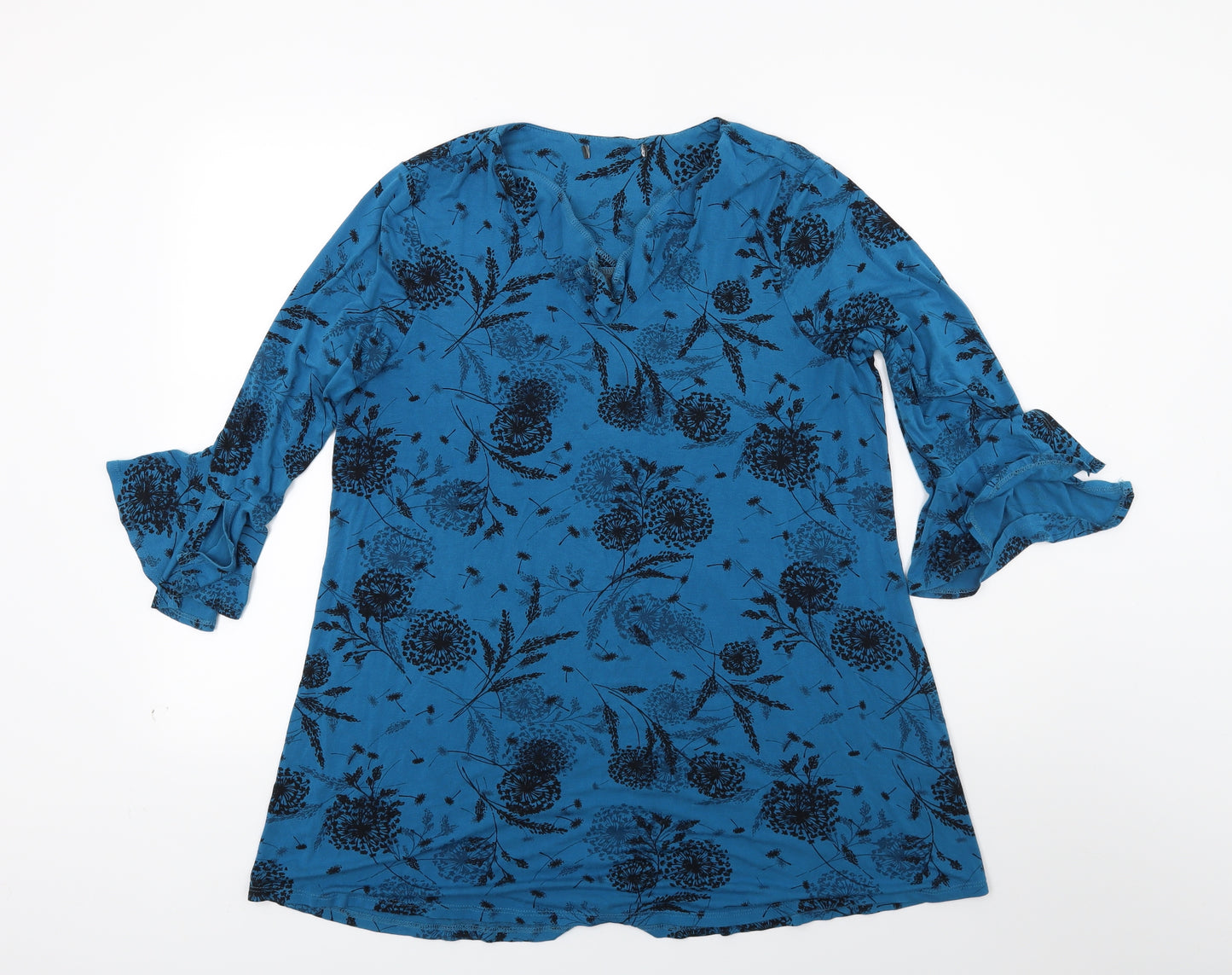 Matalan Womens Blue Floral  Tunic T-Shirt Size 14