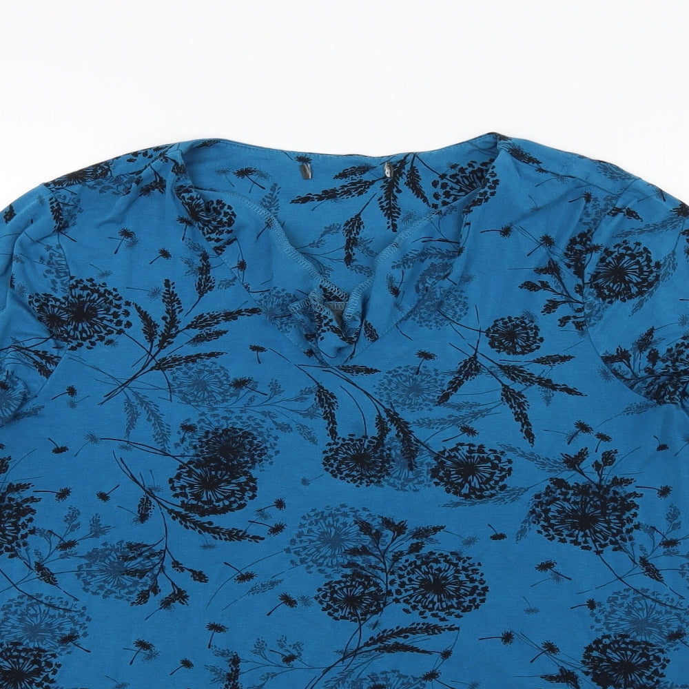 Matalan Womens Blue Floral  Tunic T-Shirt Size 14