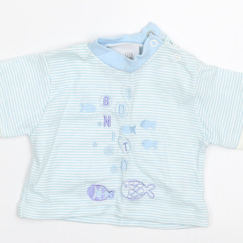 Teddy Boys Blue Striped  Basic T-Shirt Size 0-3 Months