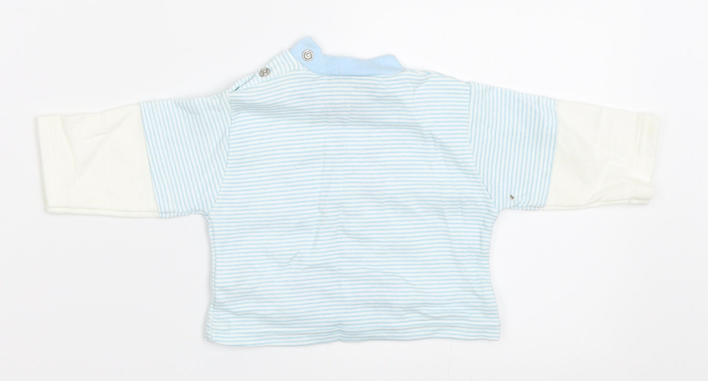 Teddy Boys Blue Striped  Basic T-Shirt Size 0-3 Months