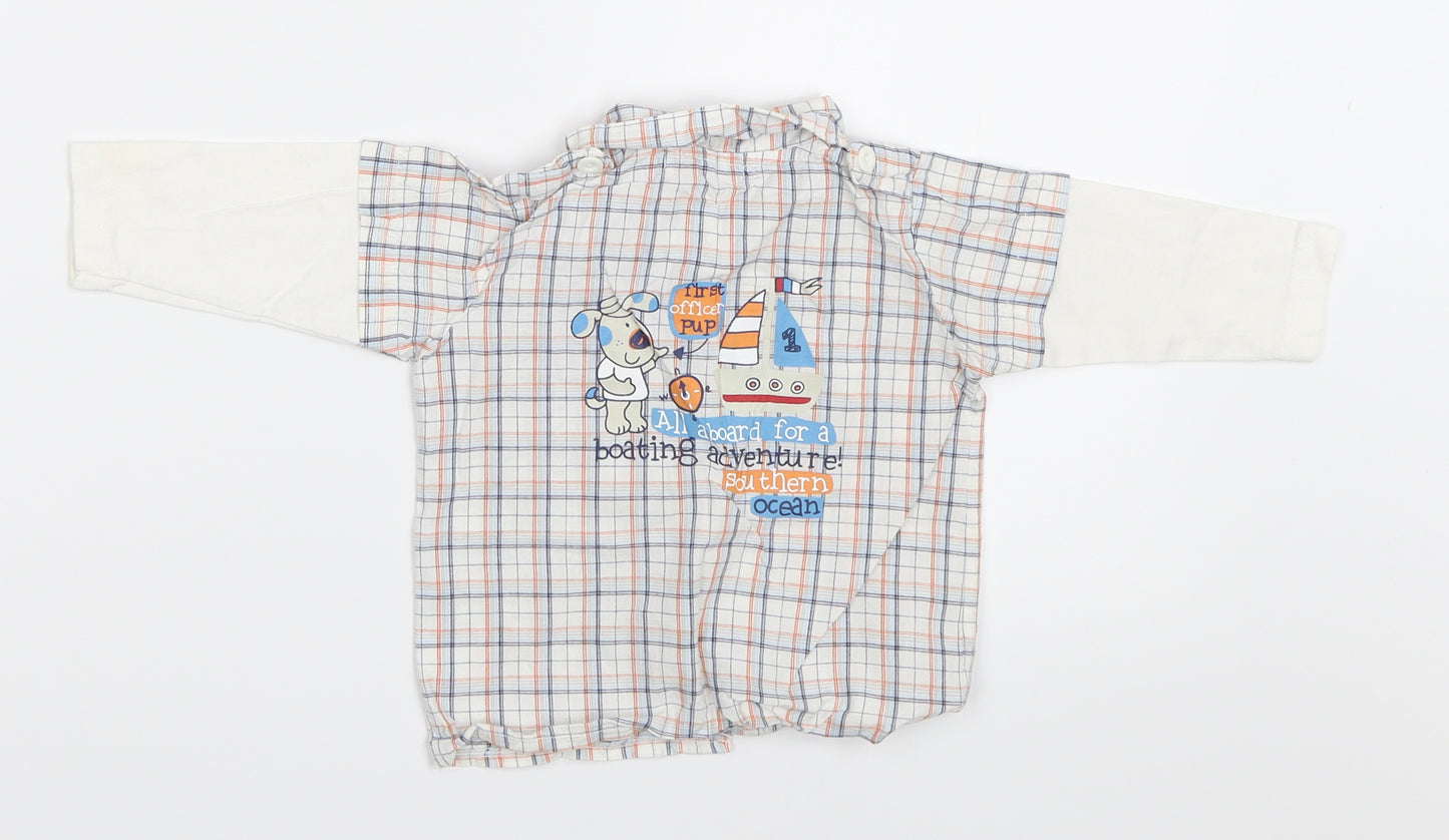 Earlydays Boys White Check  Basic Button-Up Size 0-3 Months