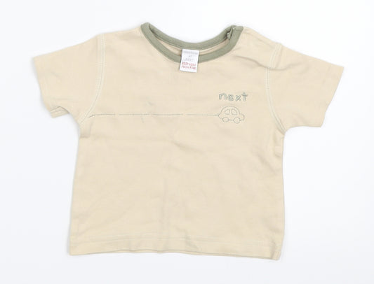 Front view of Next boys’ beige basic t-shirt size newborn