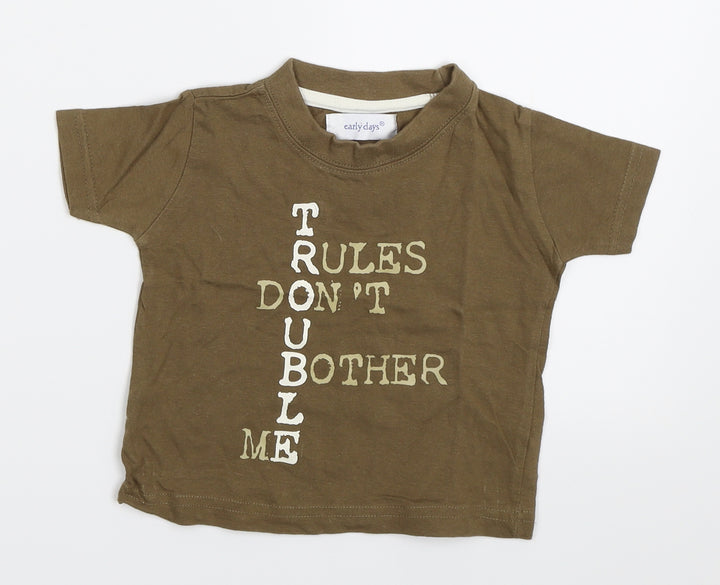 Earlydays Boys Brown   Basic T-Shirt Size 6-9 Months