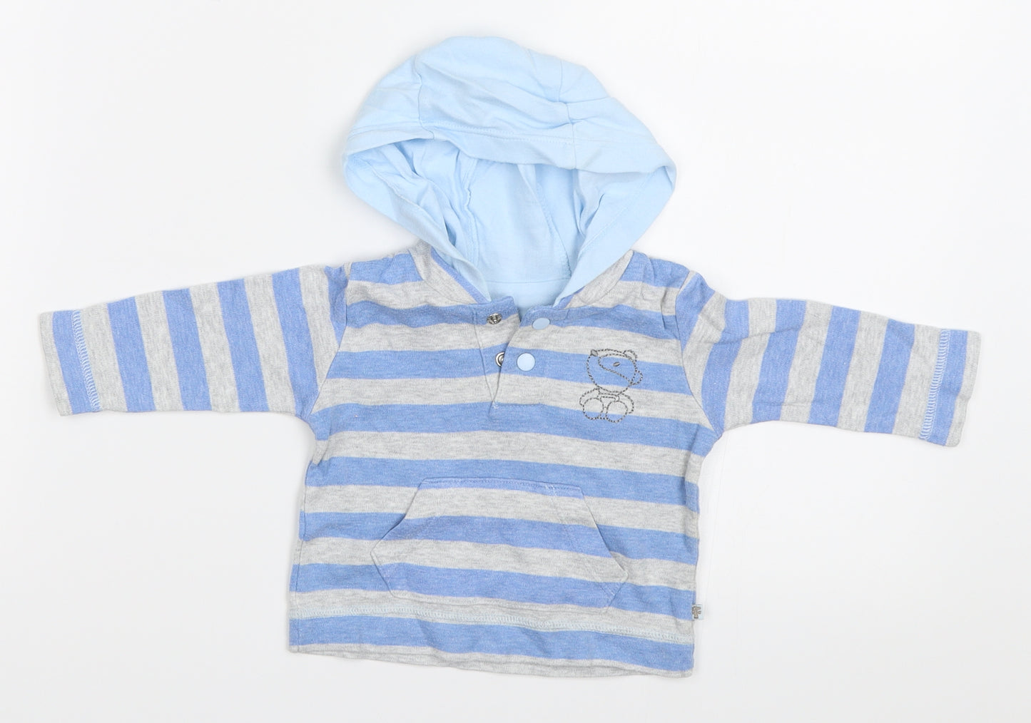Mothercare Boys Blue Striped  Basic T-Shirt Size 3-6 Months