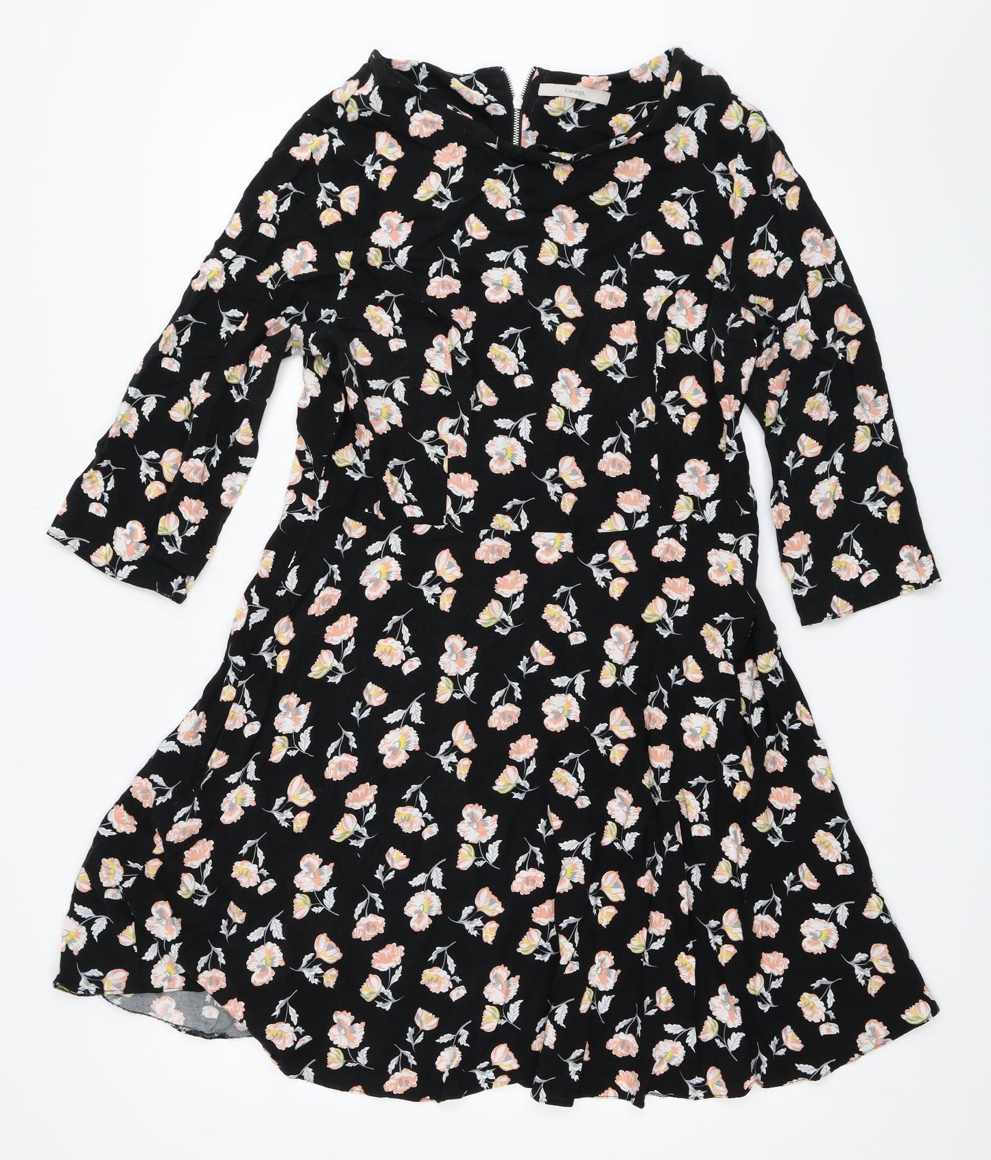 George Womens Black Floral  Fit & Flare  Size 18