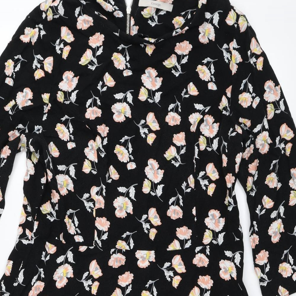 George Womens Black Floral  Fit & Flare  Size 18
