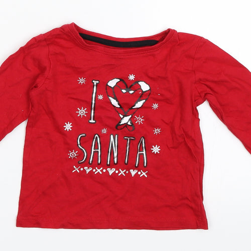 Primark Girls Red   Basic T-Shirt Size 12-18 Months  - christmas