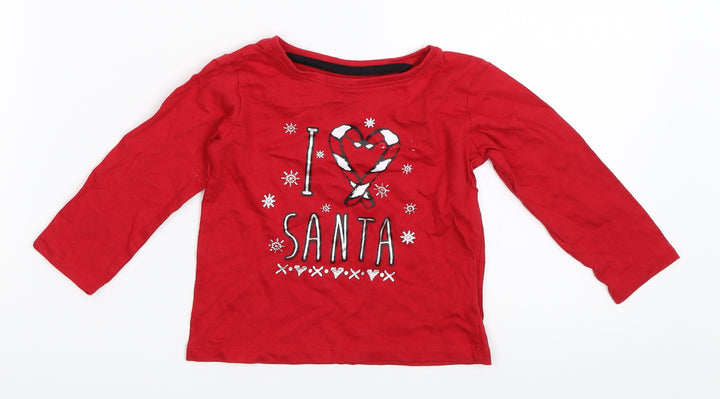 Primark Girls Red Basic T-Shirt Size 12-18 Months - christmas
