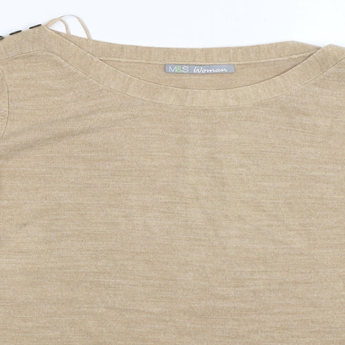 Marks and Spencer Womens Beige   Pullover Jumper Size 16