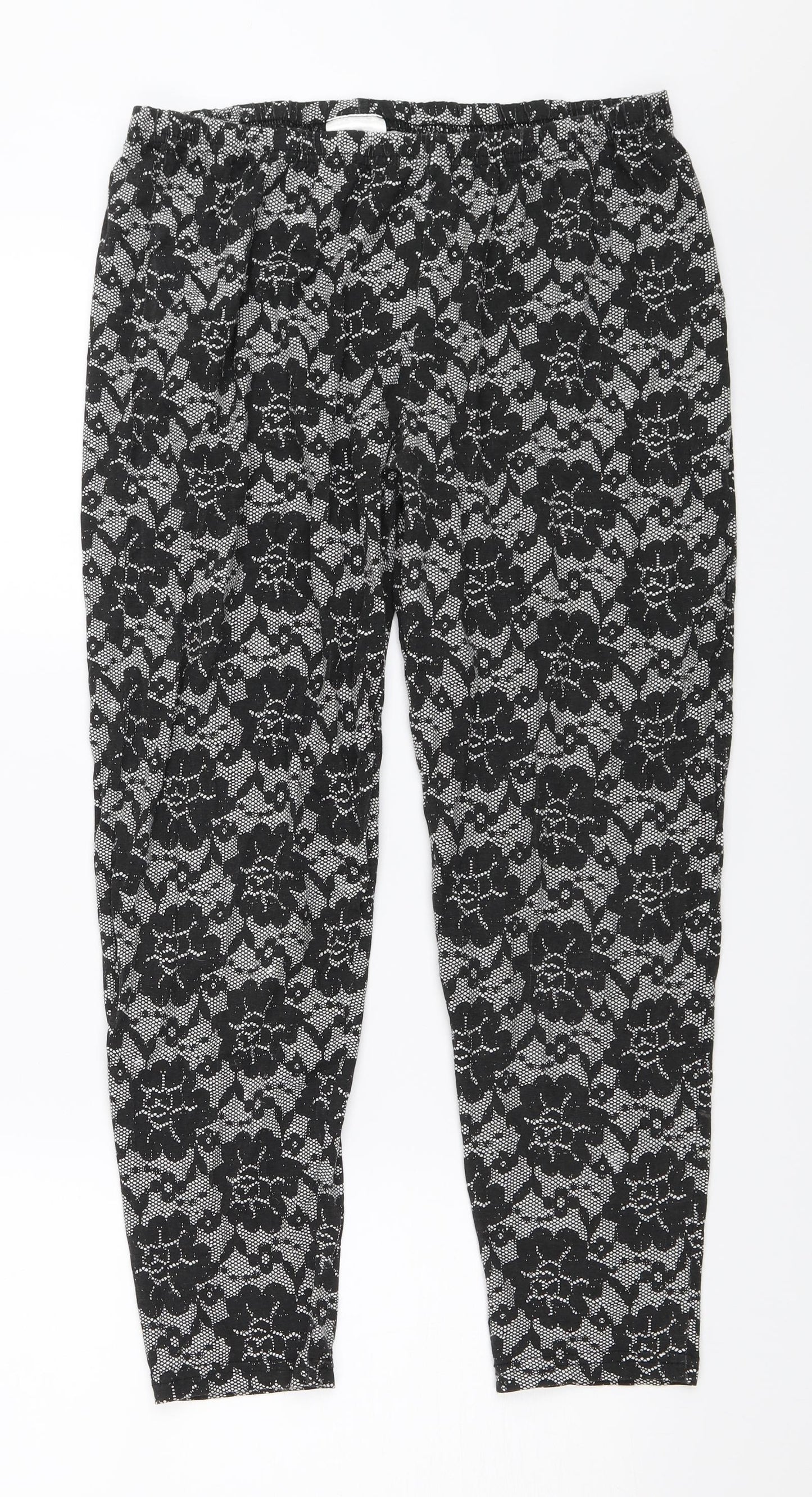 Preworn Womens Black   Cropped Leggings Size 14 L24 in