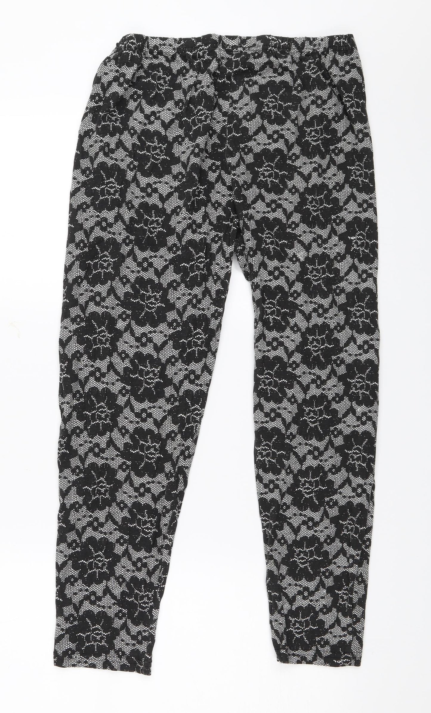 Preworn Womens Black   Cropped Leggings Size 14 L24 in