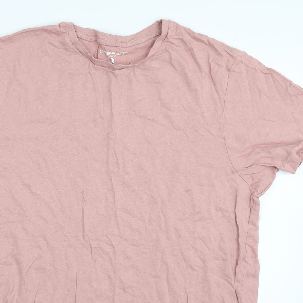Cedar Wood State Mens Pink    T-Shirt Size L