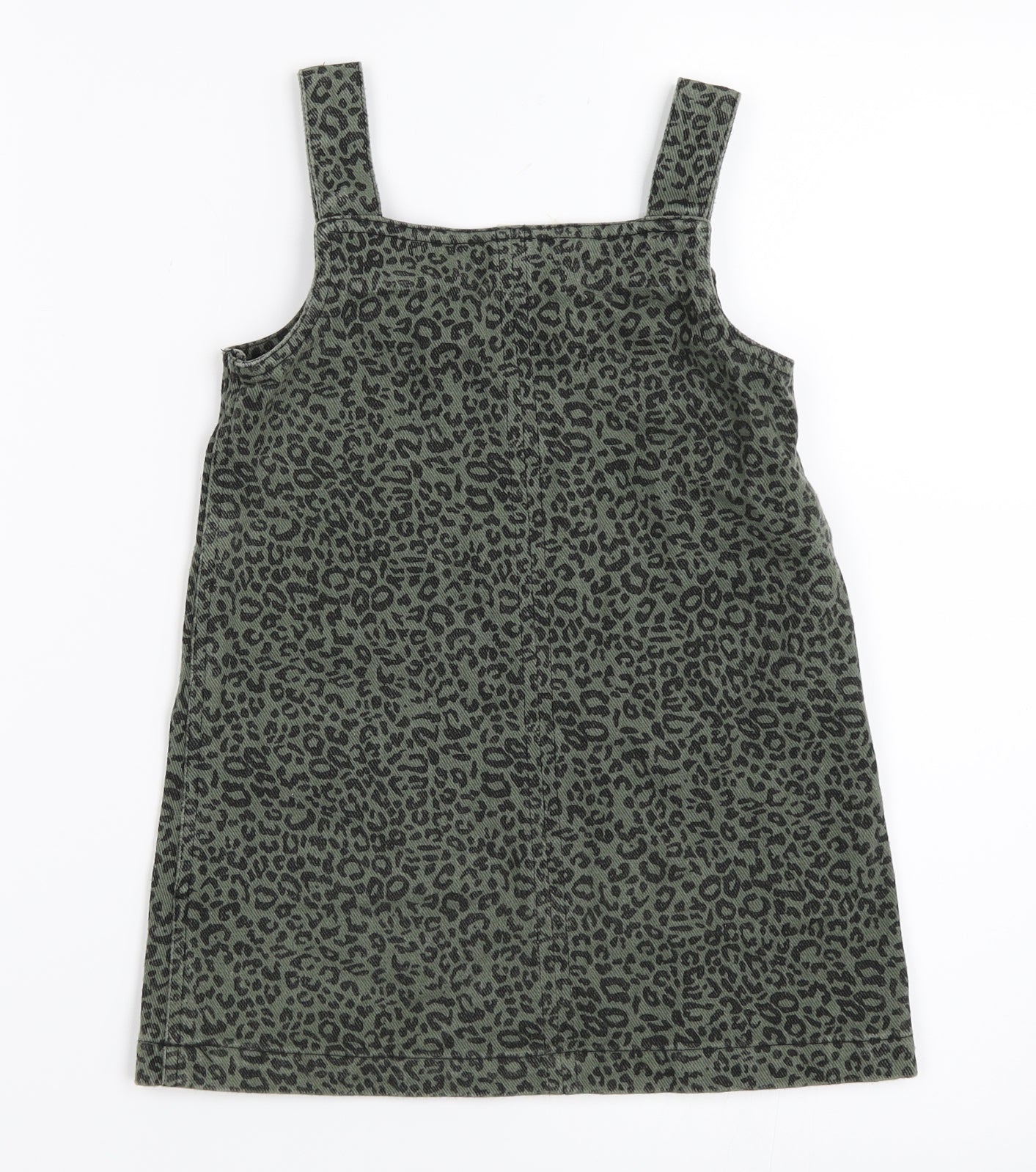 River Island Girls Green Animal Print  Pinafore/Dungaree Dress  Size 18-24 Months