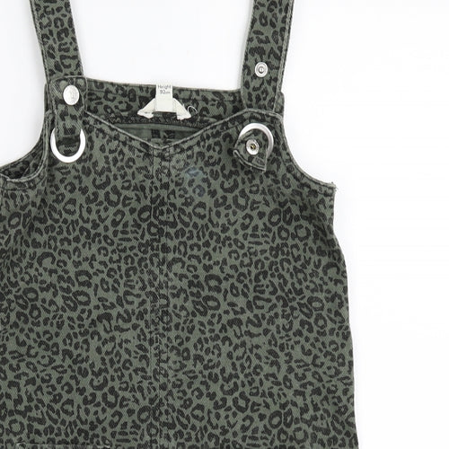 River Island Girls Green Animal Print  Pinafore/Dungaree Dress  Size 18-24 Months
