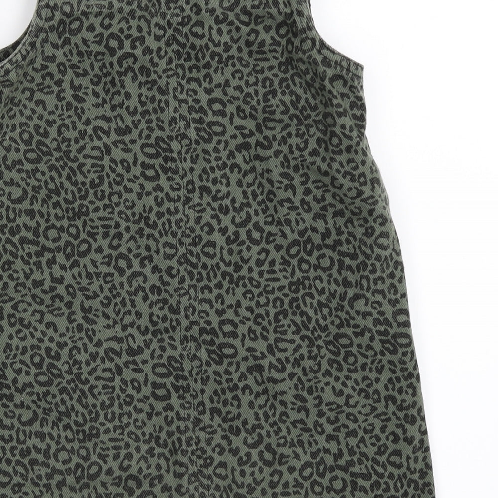 River Island Girls Green Animal Print  Pinafore/Dungaree Dress  Size 18-24 Months