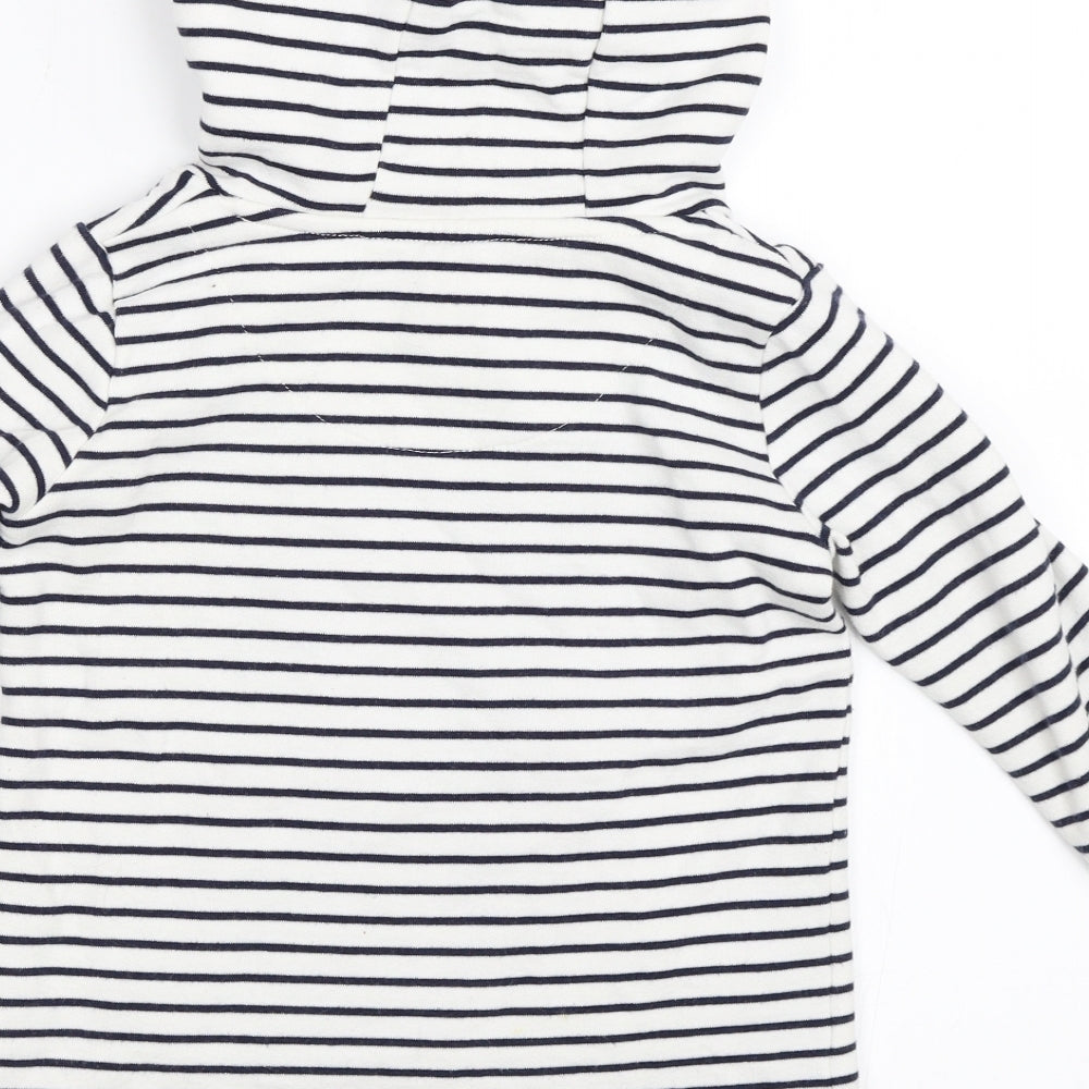 F&F Girls White Striped  Pullover Hoodie Size 2-3 Years  - unicorn