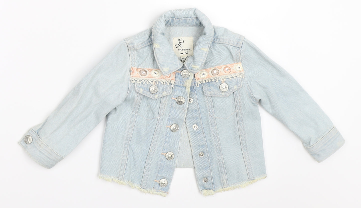 River Island Girls Blue  Denim Jacket  Size 12-18 Months