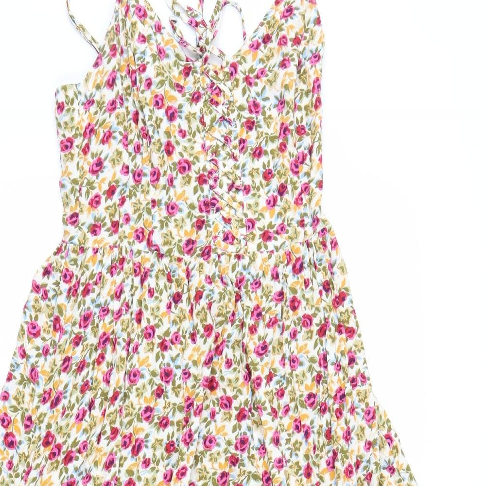 New Look Womens Pink Floral  A-Line  Size 10