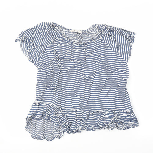 TU Womens Blue Striped  Basic Blouse Size 16