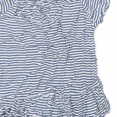 TU Womens Blue Striped  Basic Blouse Size 16
