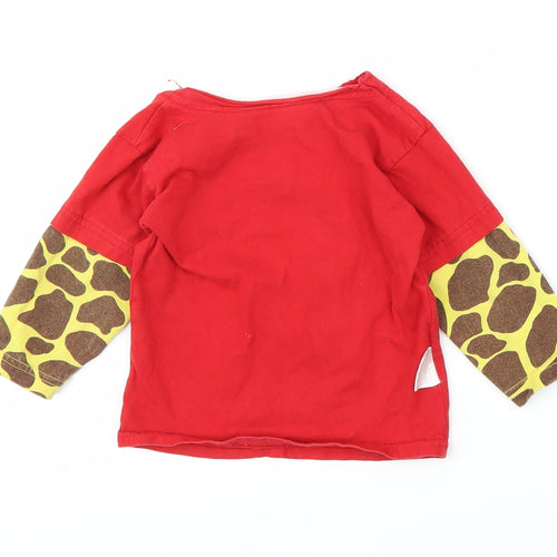 Kool Kids Boys Red Animal Print  Basic T-Shirt Size 9-12 Months  - Giraffe
