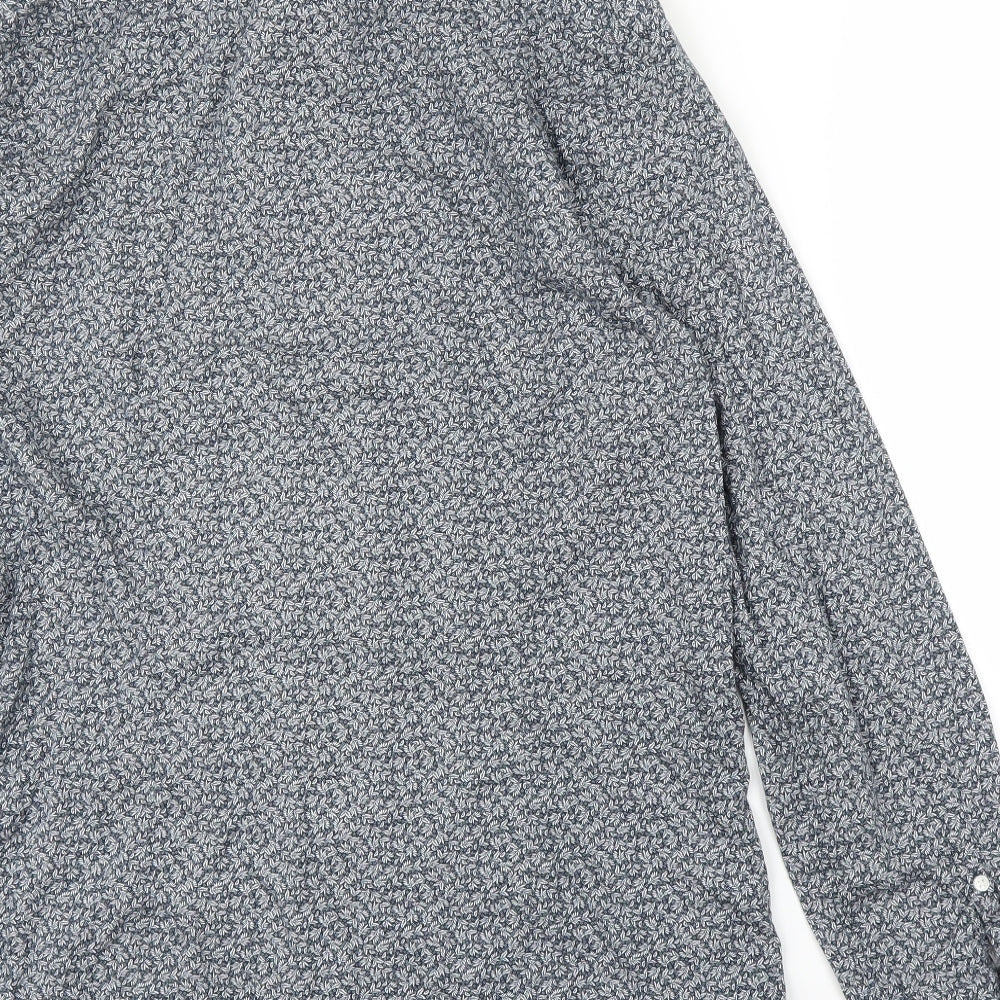 F&F Mens Blue Floral   Button-Up Size 15.5