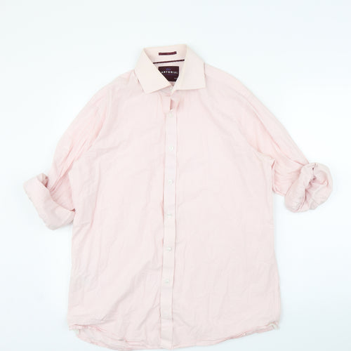 M&S Mens Pink    Button-Up Size 15.5