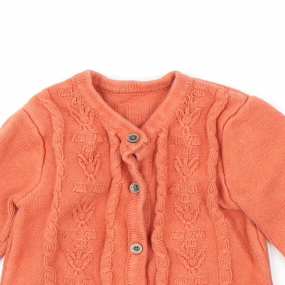 Nutmeg Girls Orange   Cardigan Jumper Size 6-9 Months