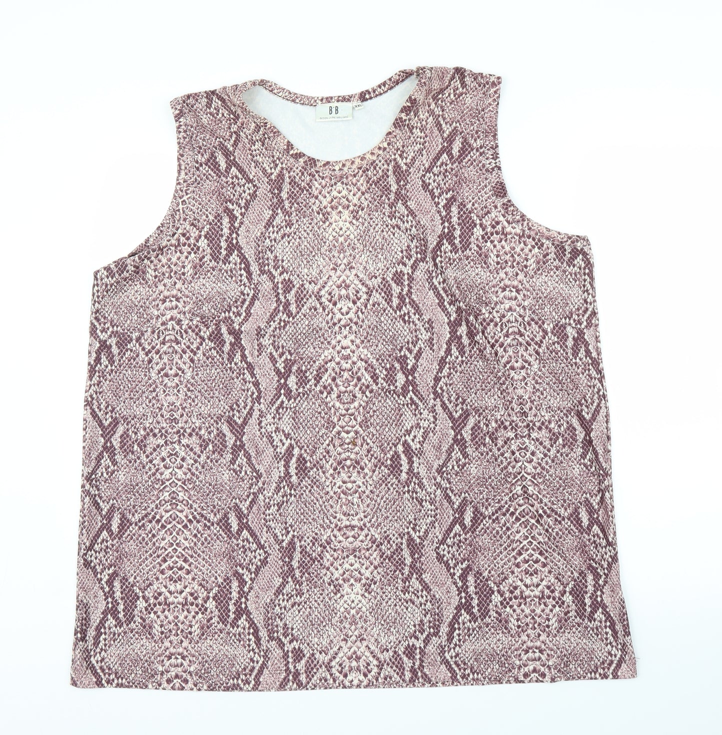BB Womens Pink Animal Print  Basic Tank Size 2XL  - Snake print