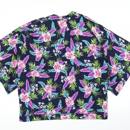New Look Womens Purple Floral  Kimono Blouse Size 18