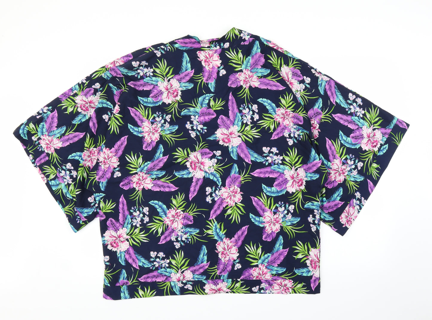New Look Womens Purple Floral  Kimono Blouse Size 18