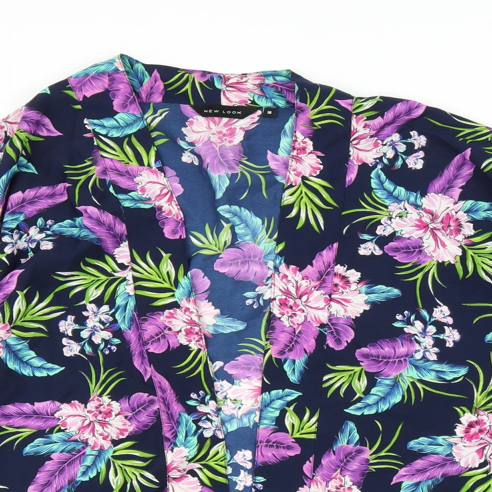 New Look Womens Purple Floral  Kimono Blouse Size 18