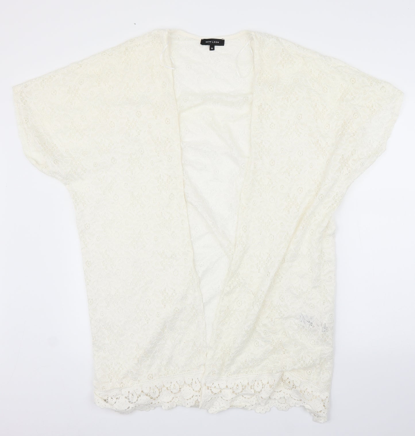 New Look Womens Ivory Floral Lace Kimono Blouse Size 14