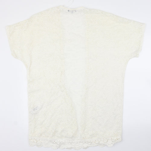 New Look Womens Ivory Floral Lace Kimono Blouse Size 14