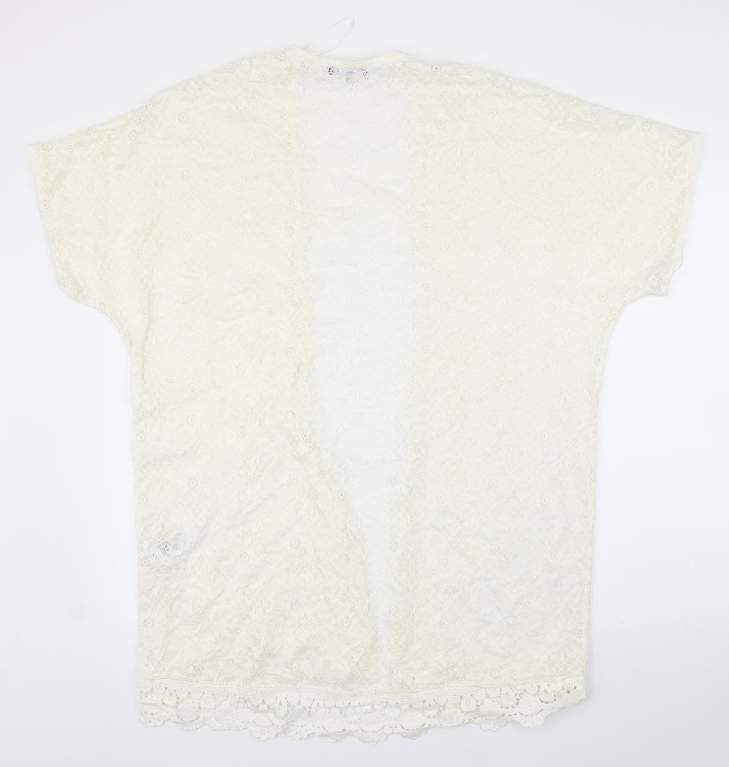 New Look Womens Ivory Floral Lace Kimono Blouse Size 14